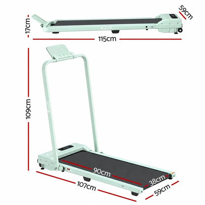 Everfit 3 in 1 Walking Pad Treadmill 12% Incline Foldable Under Desk Treadmills for Home 38cm Green - Image 3