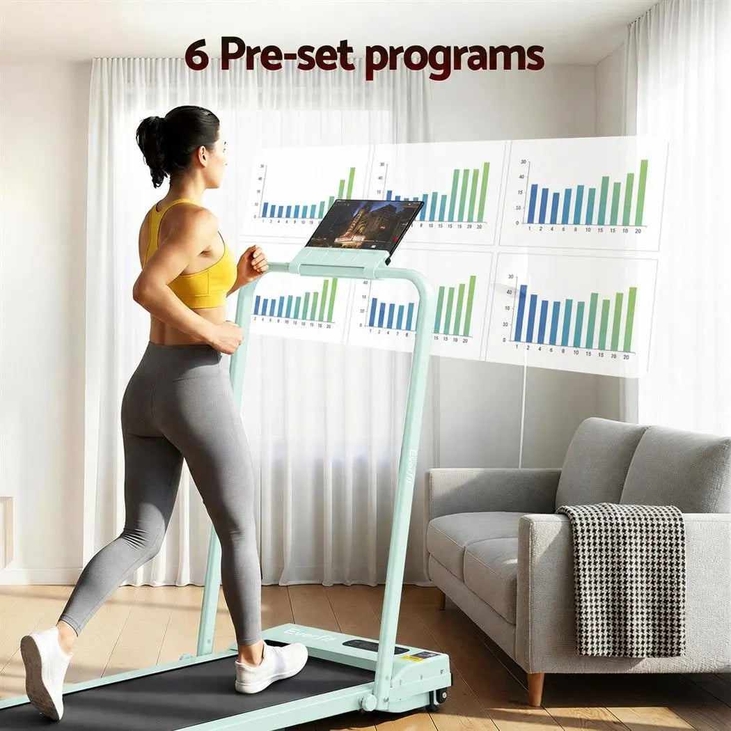 Everfit 3 in 1 Walking Pad Treadmill 12% Incline Foldable Under Desk Treadmills for Home 38cm Green - Image 6