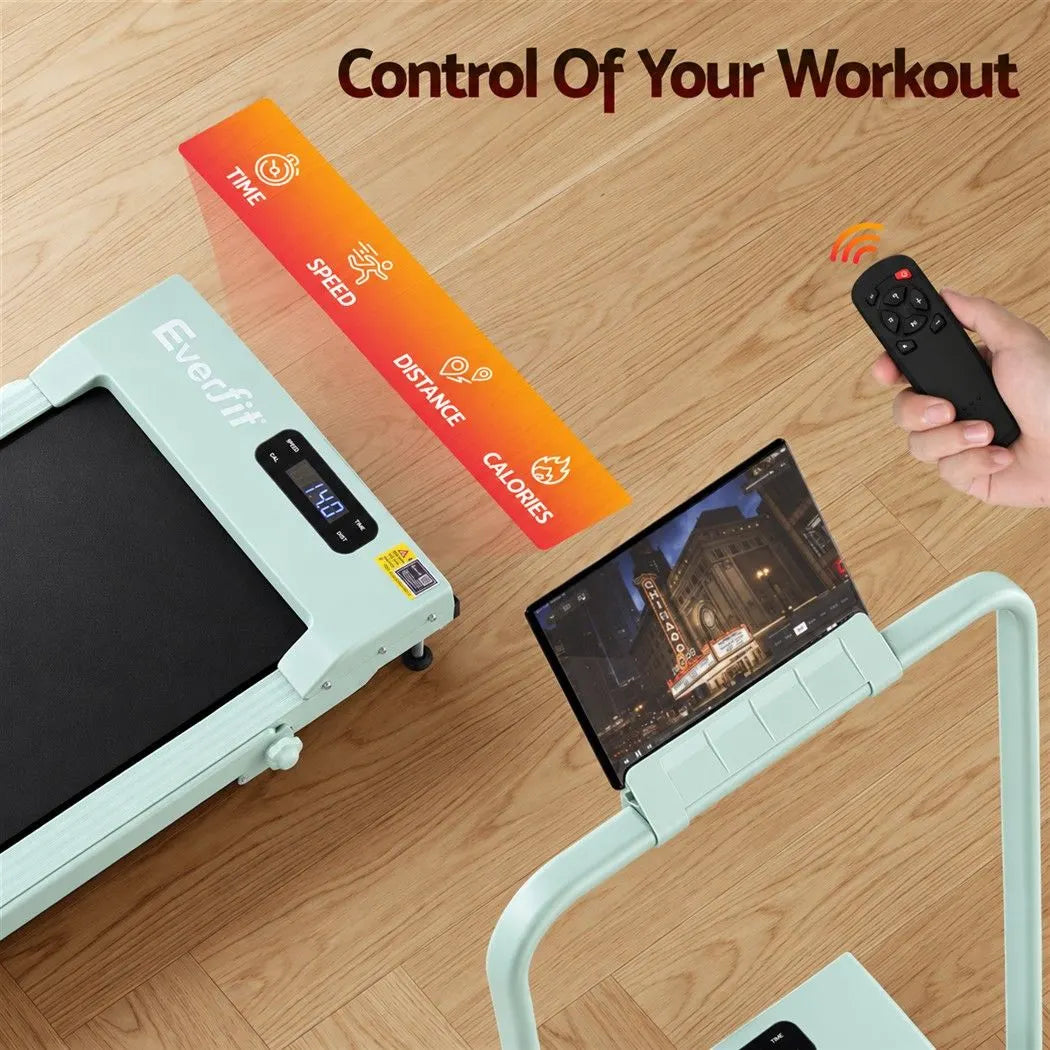Everfit 3 in 1 Walking Pad Treadmill 12% Incline Foldable Under Desk Treadmills for Home 38cm Green - Image 8