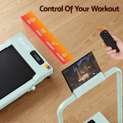 Everfit 3 in 1 Walking Pad Treadmill 12% Incline Foldable Under Desk Treadmills for Home 38cm Green - Image 8