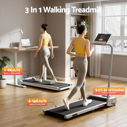 Everfit 3 in 1 Walking Pad Treadmill 12% Incline Foldable Under Desk Treadmills for Home Gym With 38cm Wide Belt Silver - Image 3