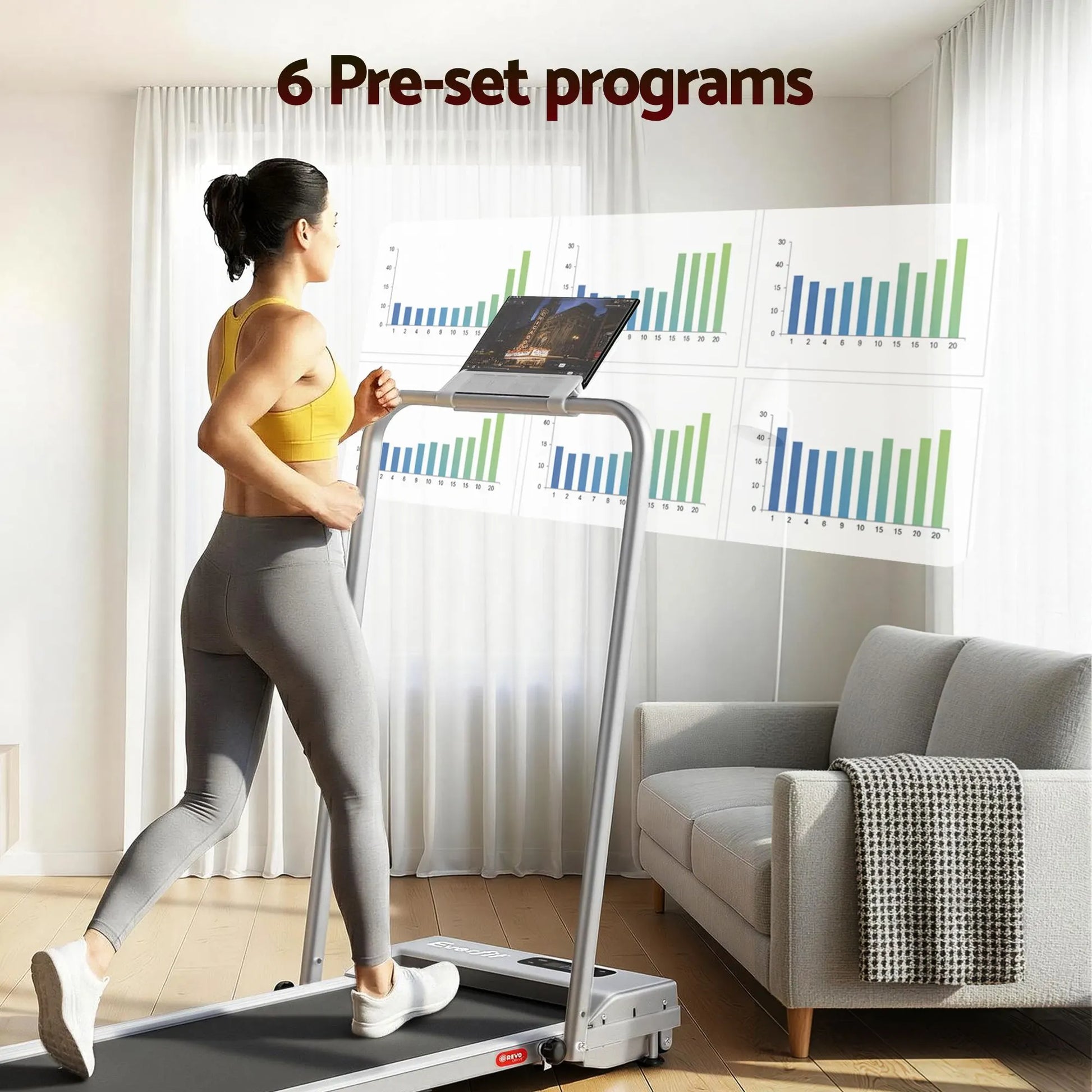 Everfit 3 in 1 Walking Pad Treadmill 12% Incline Foldable Under Desk Treadmills for Home Gym With 38cm Wide Belt Silver - Image 4