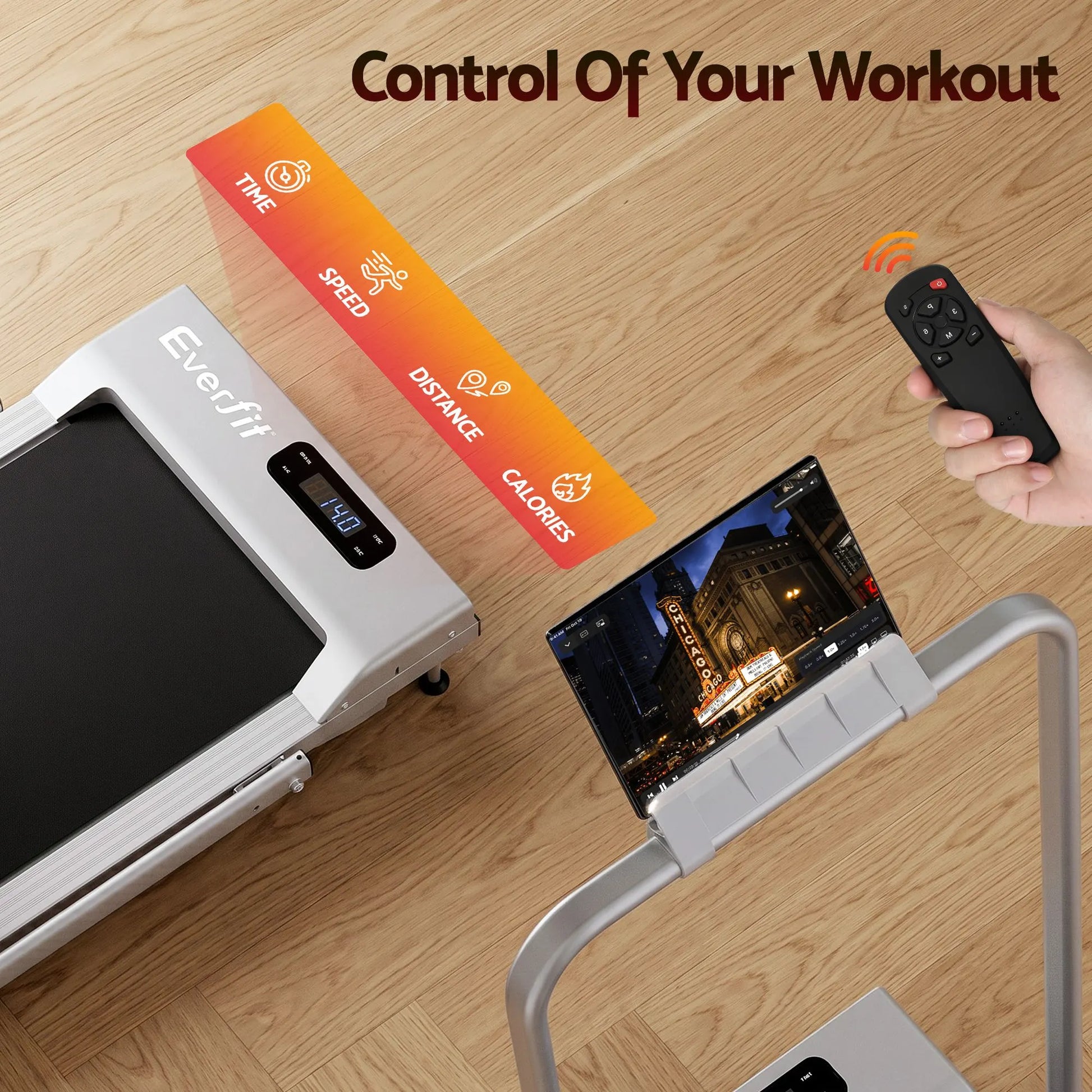 Everfit 3 in 1 Walking Pad Treadmill 12% Incline Foldable Under Desk Treadmills for Home Gym With 38cm Wide Belt Silver - Image 6