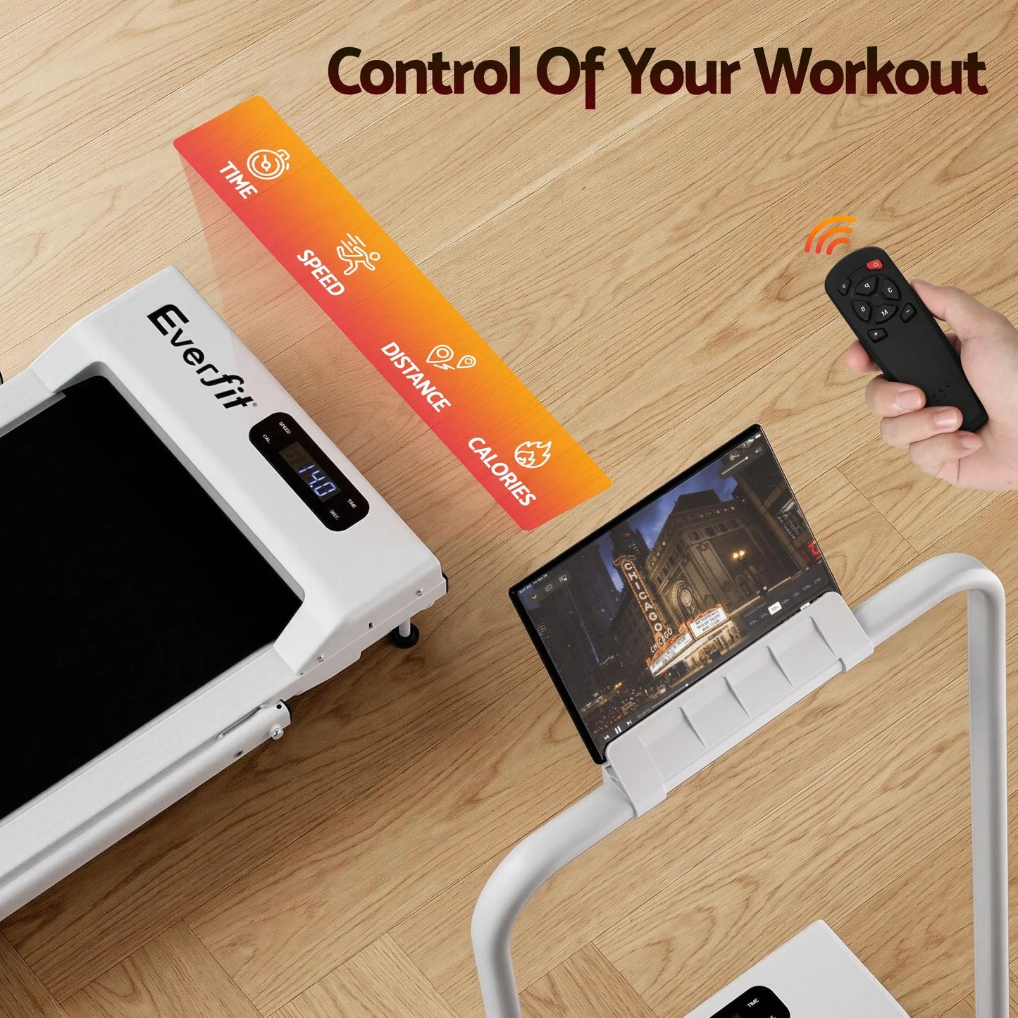 Everfit 3 in 1 Walking Pad Treadmill 12% Incline Foldable Under Desk Treadmills for Home Gym With 38cm Wide Belt White - Image 6