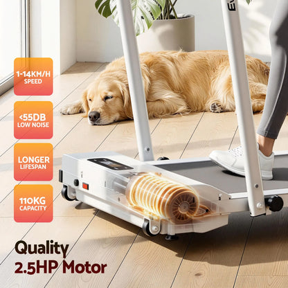 Everfit 3 in 1 Walking Pad Treadmill 12% Incline Foldable Under Desk Treadmills for Home Gym With 38cm Wide Belt White - Image 8