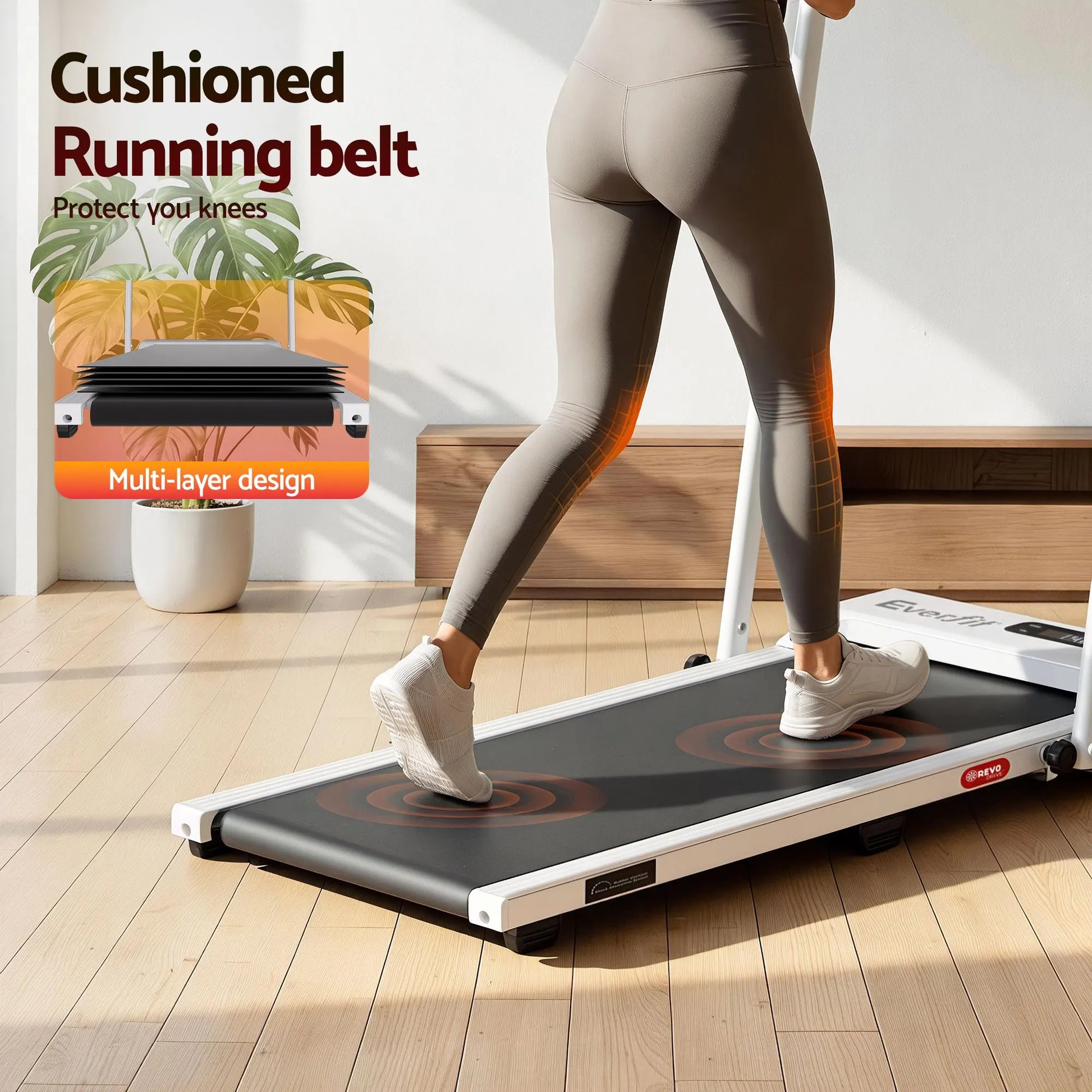 Everfit 3 in 1 Walking Pad Treadmill 12% Incline Foldable Under Desk Treadmills for Home Gym With 38cm Wide Belt White - Image 9