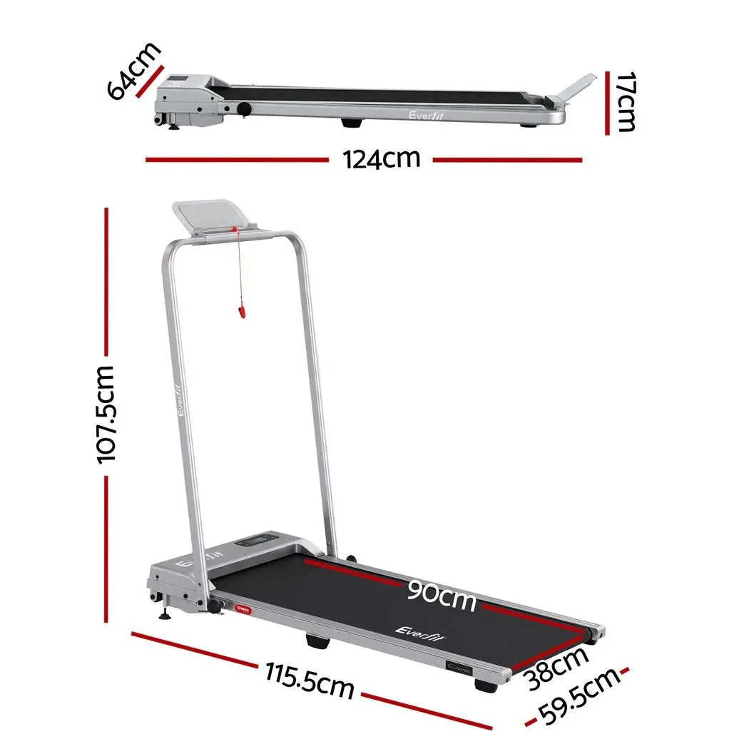 Everfit 3 in 1 Walking Pad Treadmill 12% Incline Under Desk Foldable for Home With 38cm Belt Silver - Image 3