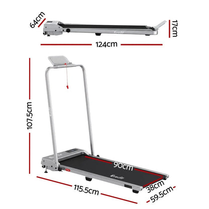 Everfit 3 in 1 Walking Pad Treadmill 12% Incline Under Desk Foldable for Home With 38cm Belt Silver - Image 3