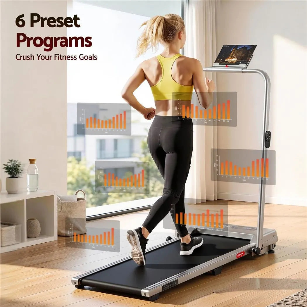 Everfit 3 in 1 Walking Pad Treadmill 12% Incline Under Desk Foldable for Home With 38cm Belt Silver - Image 8