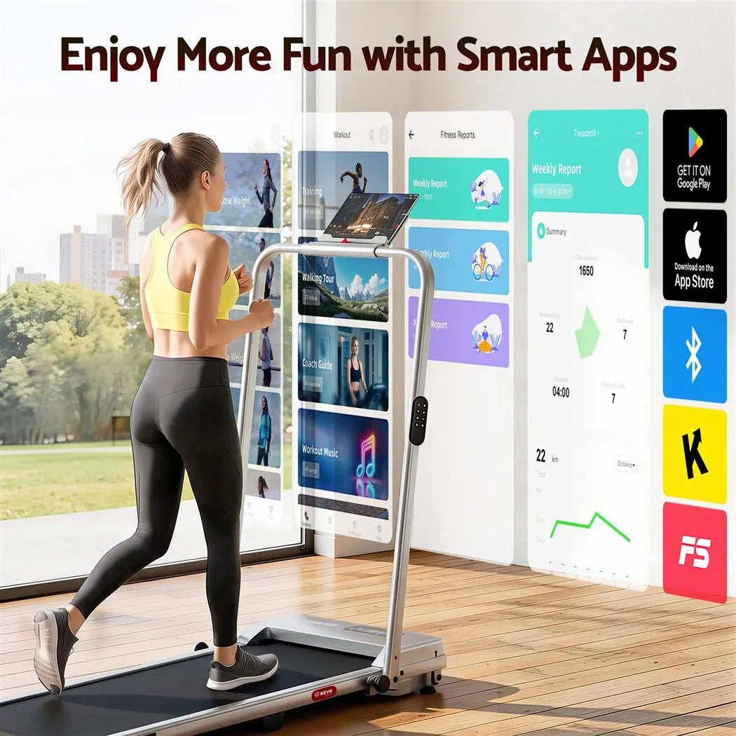 Everfit 3 in 1 Walking Pad Treadmill 12% Incline Under Desk Foldable for Home With 38cm Belt Silver - Image 9