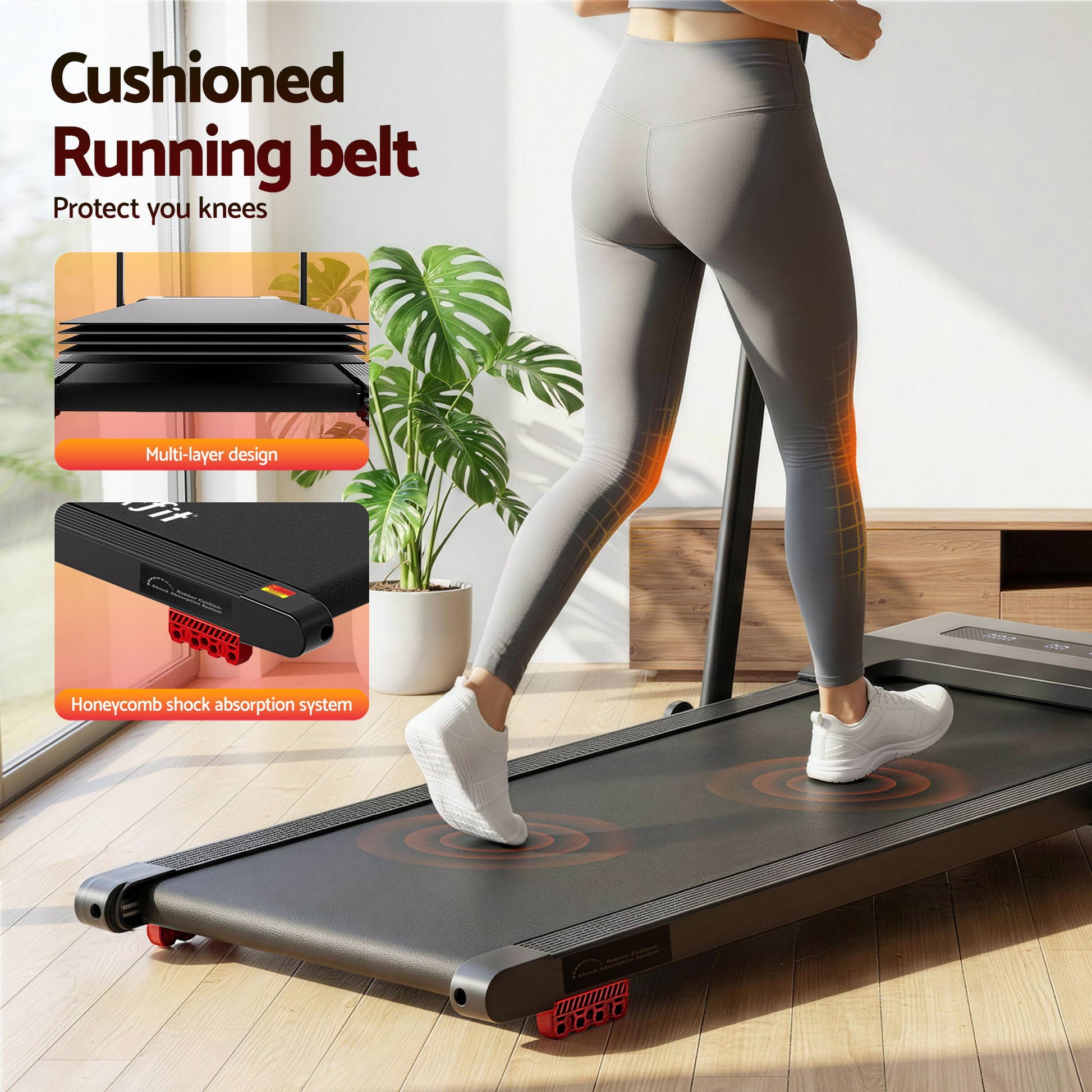 Everfit Treadmill Electric Walking Pad Incline Under Desk 380mm Black - Image 9