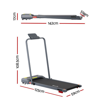 Everfit Treadmill Electric Walking Pad Incline Under Desk 380mm Grey - Image 2