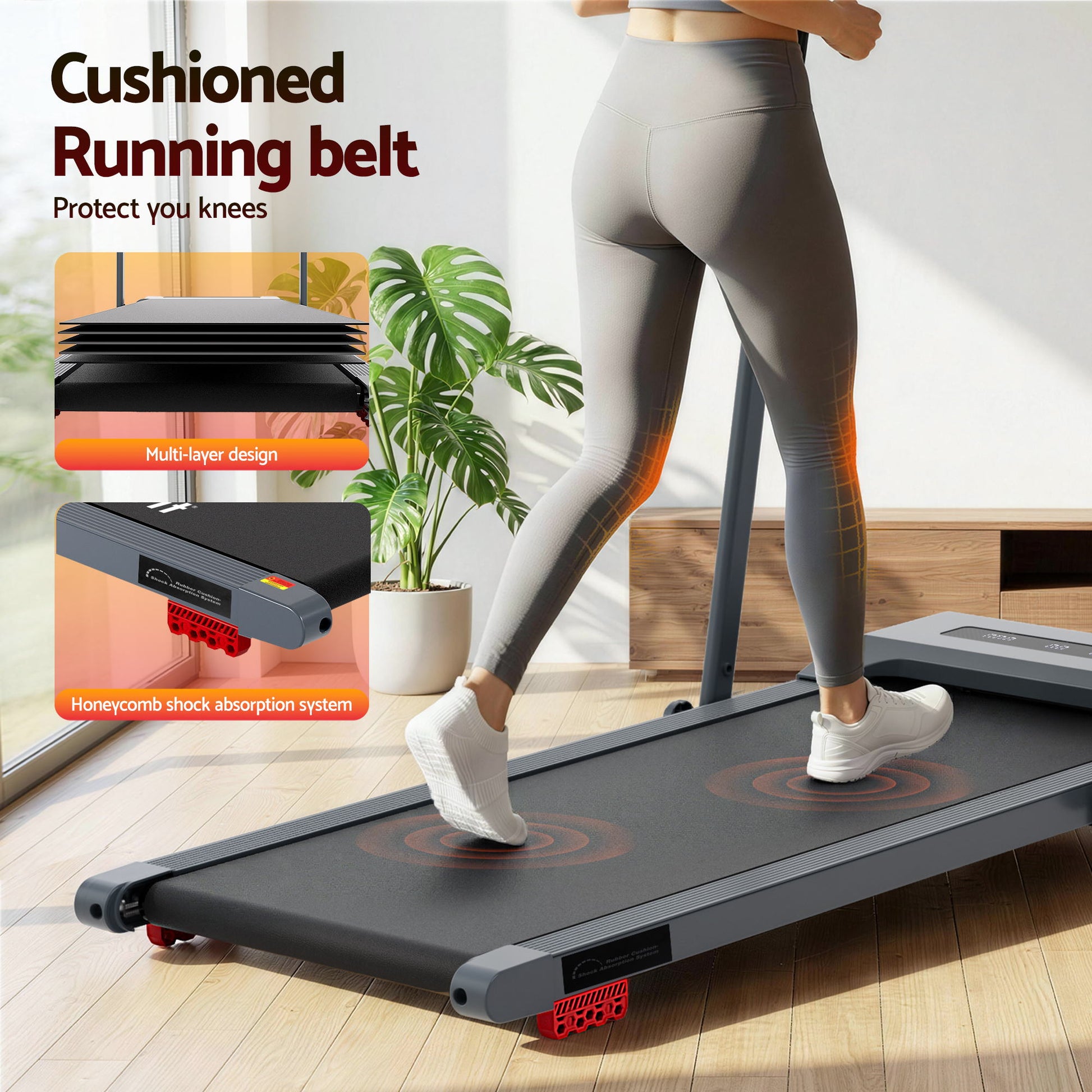Everfit Treadmill Electric Walking Pad Incline Under Desk 380mm Grey - Image 9