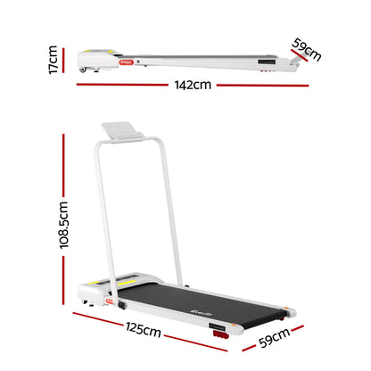 Everfit Treadmill Electric Walking Pad Incline Under Desk 380mm White - Image 2