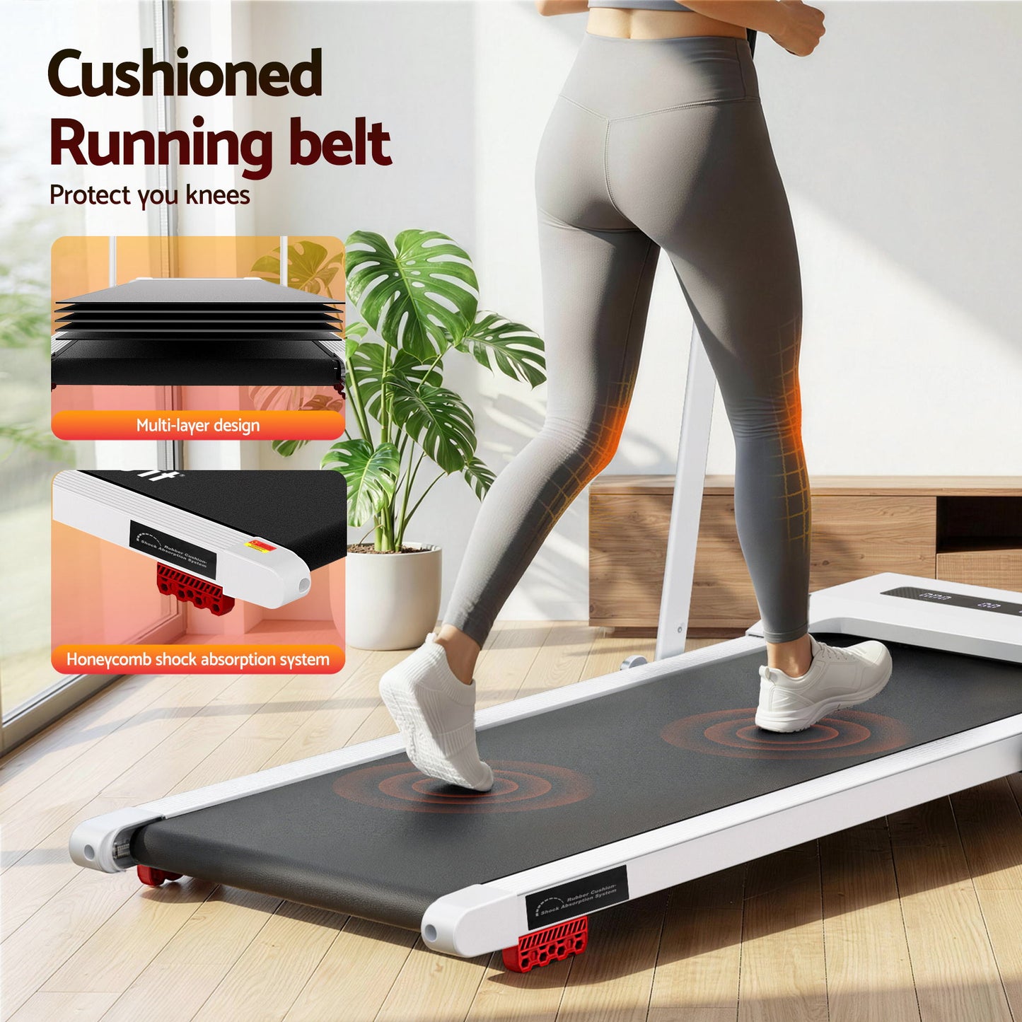 Everfit Treadmill Electric Walking Pad Incline Under Desk 380mm White - Image 9