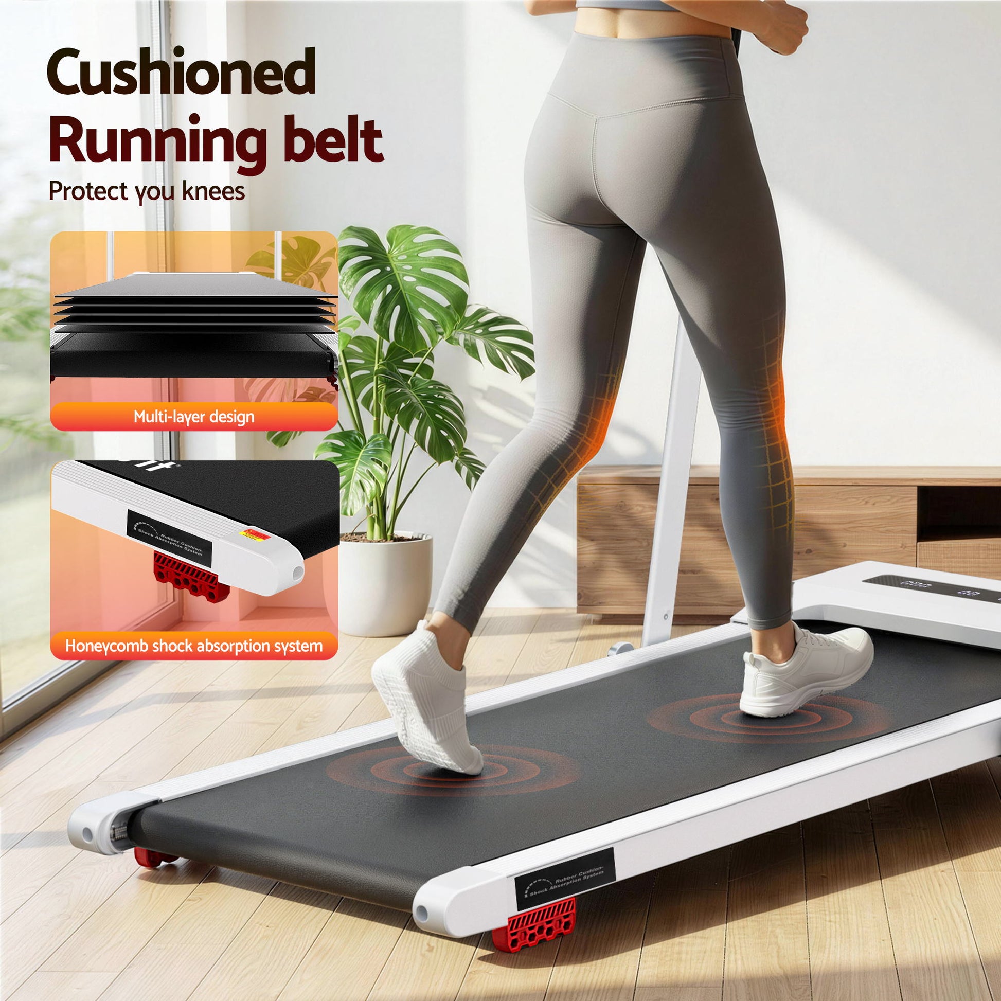 Everfit Treadmill Electric Walking Pad Incline Under Desk 380mm White - Image 9