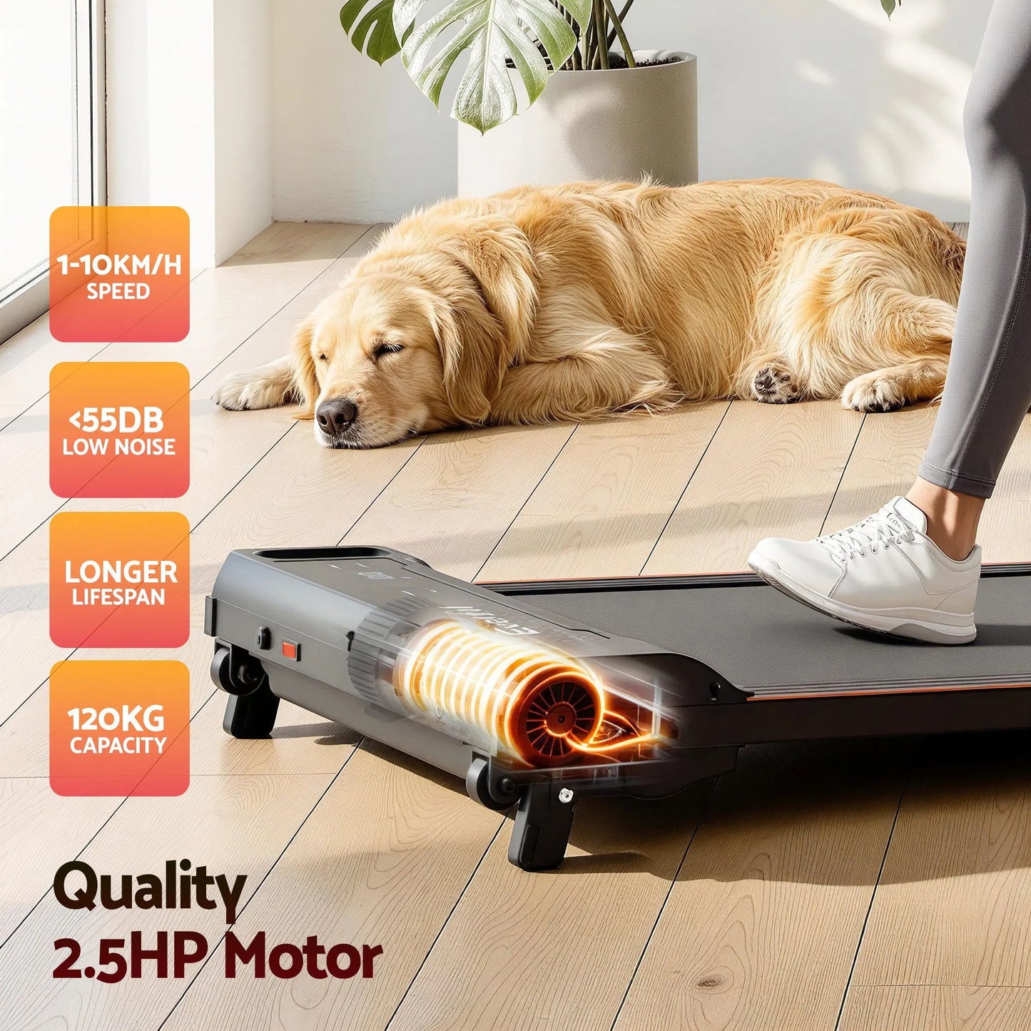Everfit 3 in 1 Walking Pad Treadmill 12% Incline Under Desk Treadmills for Home Gym With 40cm Wide Belt Black - Image 8