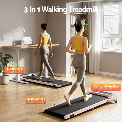 Everfit 3 in 1 Walking Pad Treadmill 12% Incline Under Desk Treadmills for Home Gym With 40cm Wide Belt Pink - Image 4