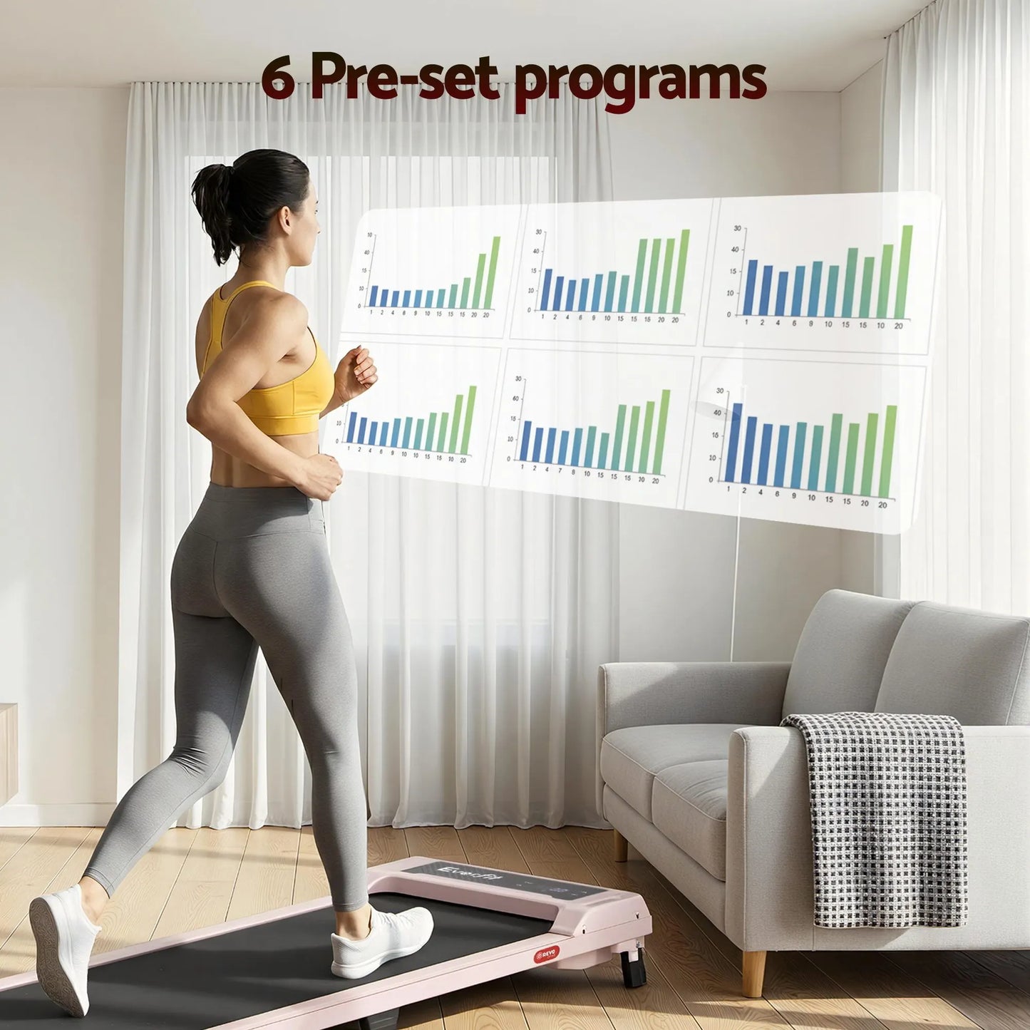 Everfit 3 in 1 Walking Pad Treadmill 12% Incline Under Desk Treadmills for Home Gym With 40cm Wide Belt Pink - Image 5