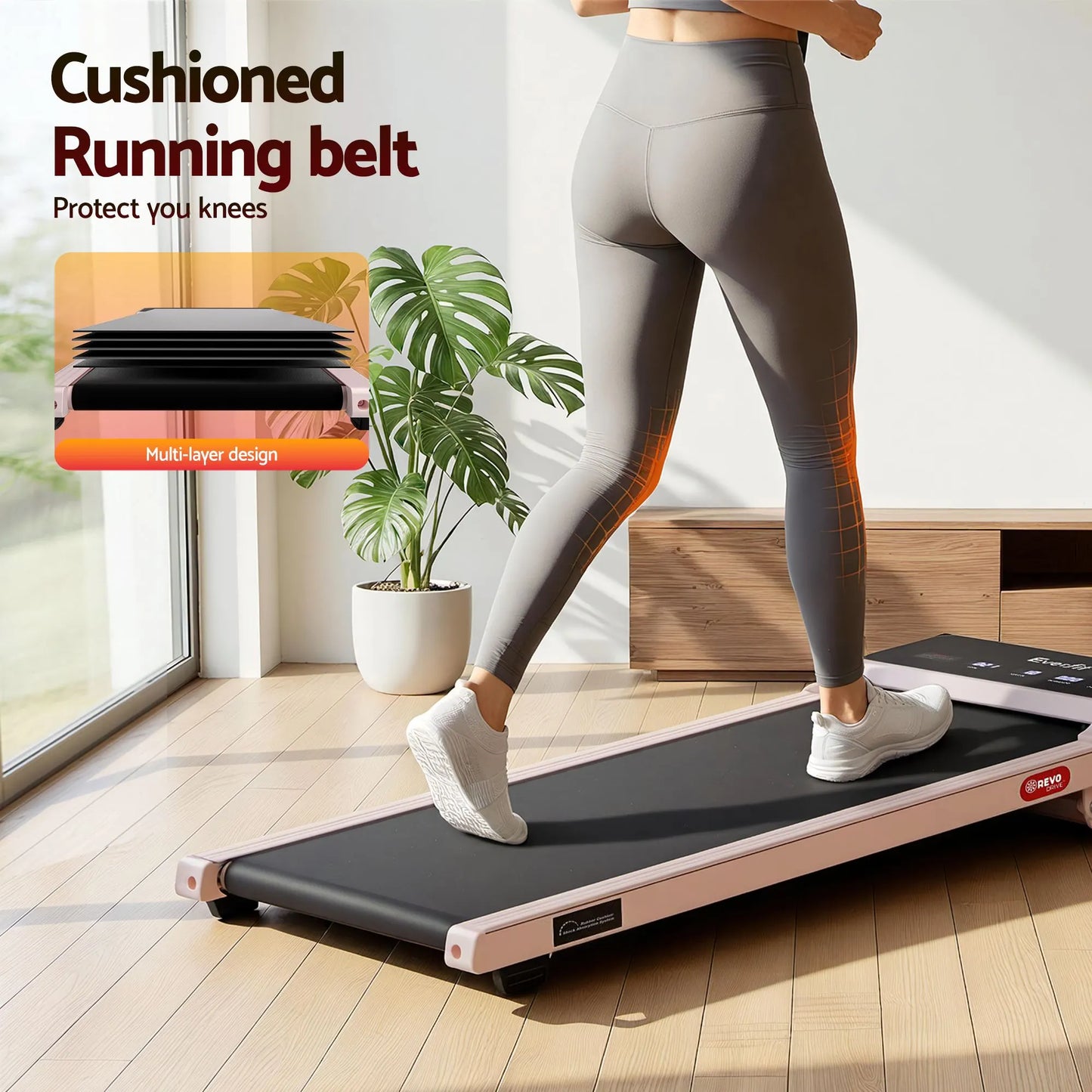 Everfit 3 in 1 Walking Pad Treadmill 20% Auto Incline Under Desk Treadmills for Home Gym With 40cm Wide Belt Pink - Image 9