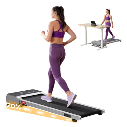Everfit 3 in 1 Walking Pad Treadmill 20% Auto Incline Under Desk Treadmills for Home Gym With 40cm Wide Belt Sliver