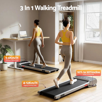 Everfit 3 in 1 Walking Pad Treadmill 20% Auto Incline Under Desk Treadmills for Home Gym With 40cm Wide Belt Sliver - Image 3