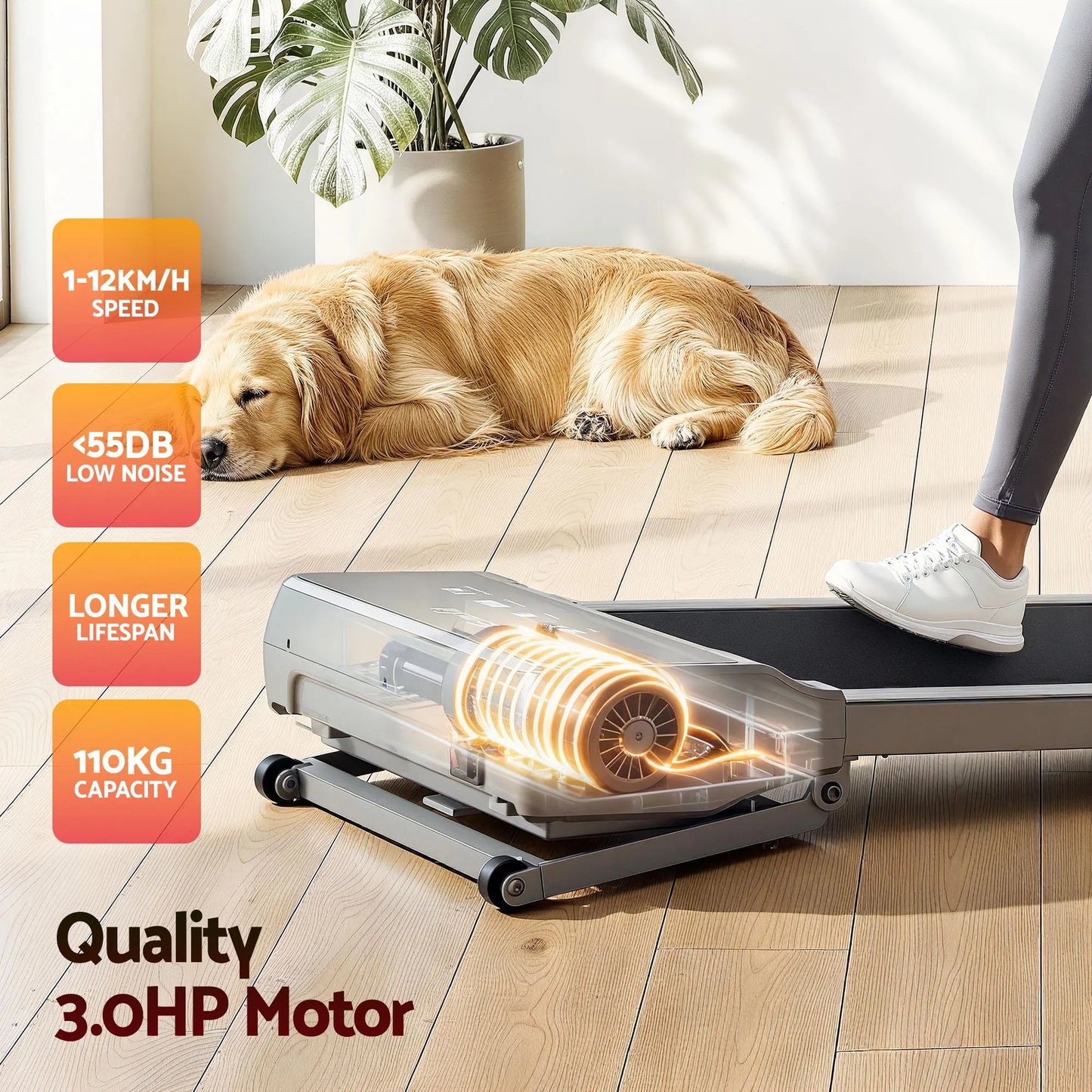Everfit 3 in 1 Walking Pad Treadmill 20% Auto Incline Under Desk Treadmills for Home Gym With 40cm Wide Belt Sliver - Image 7