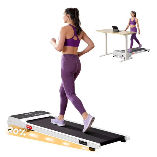 Everfit 3 in 1 Walking Pad Treadmill 20% Auto Incline Under Desk Treadmills for Home Gym With 40cm Wide Belt White