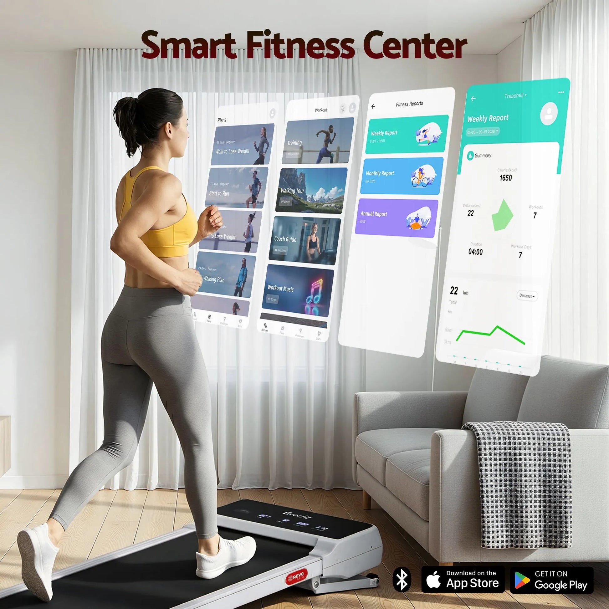 Everfit 3 in 1 Walking Pad Treadmill 20% Auto Incline Under Desk Treadmills for Home Gym With 40cm Wide Belt White - Image 5