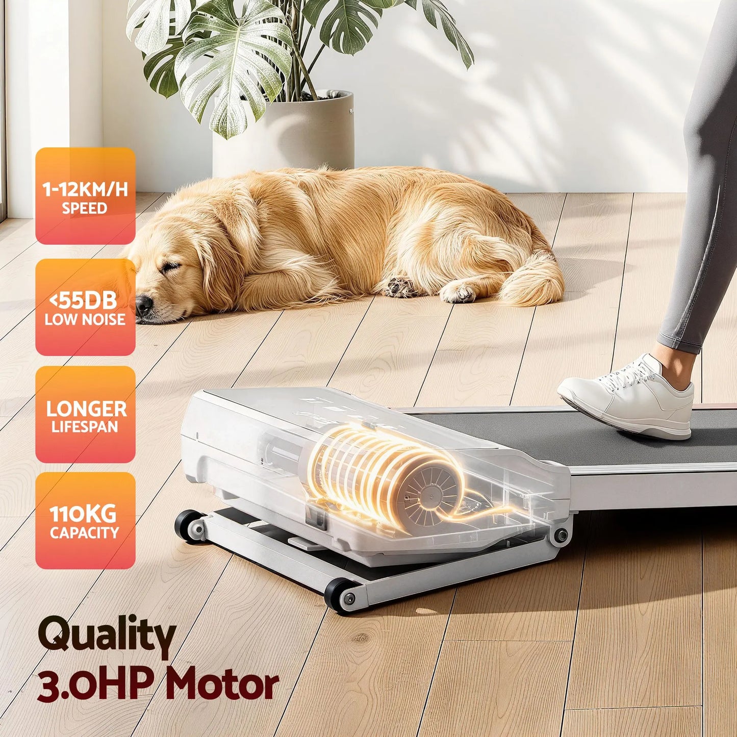 Everfit 3 in 1 Walking Pad Treadmill 20% Auto Incline Under Desk Treadmills for Home Gym With 40cm Wide Belt White - Image 7