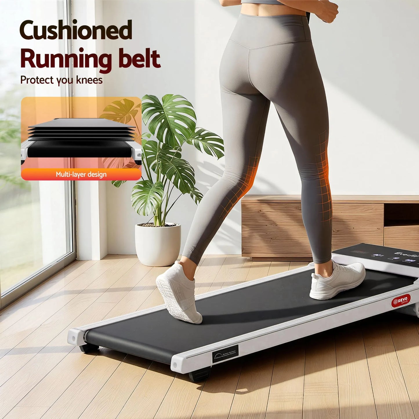 Everfit 3 in 1 Walking Pad Treadmill 20% Auto Incline Under Desk Treadmills for Home Gym With 40cm Wide Belt White - Image 8