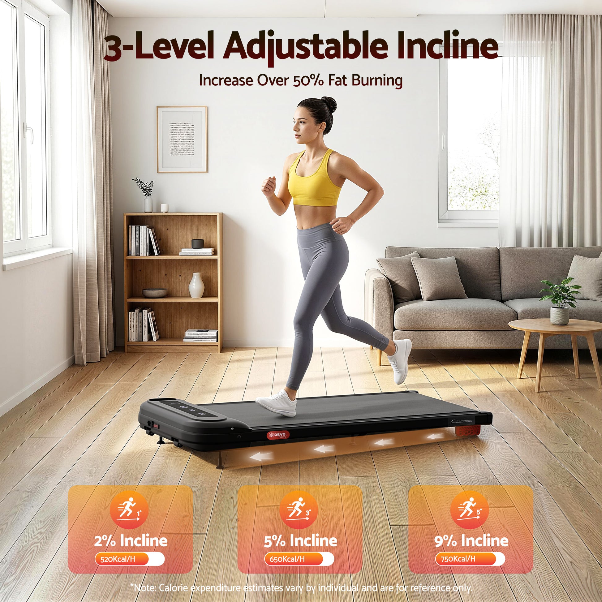 Everfit Treadmill Electric Walking Pad with Incline Under Desk Home Gym Black - Image 4