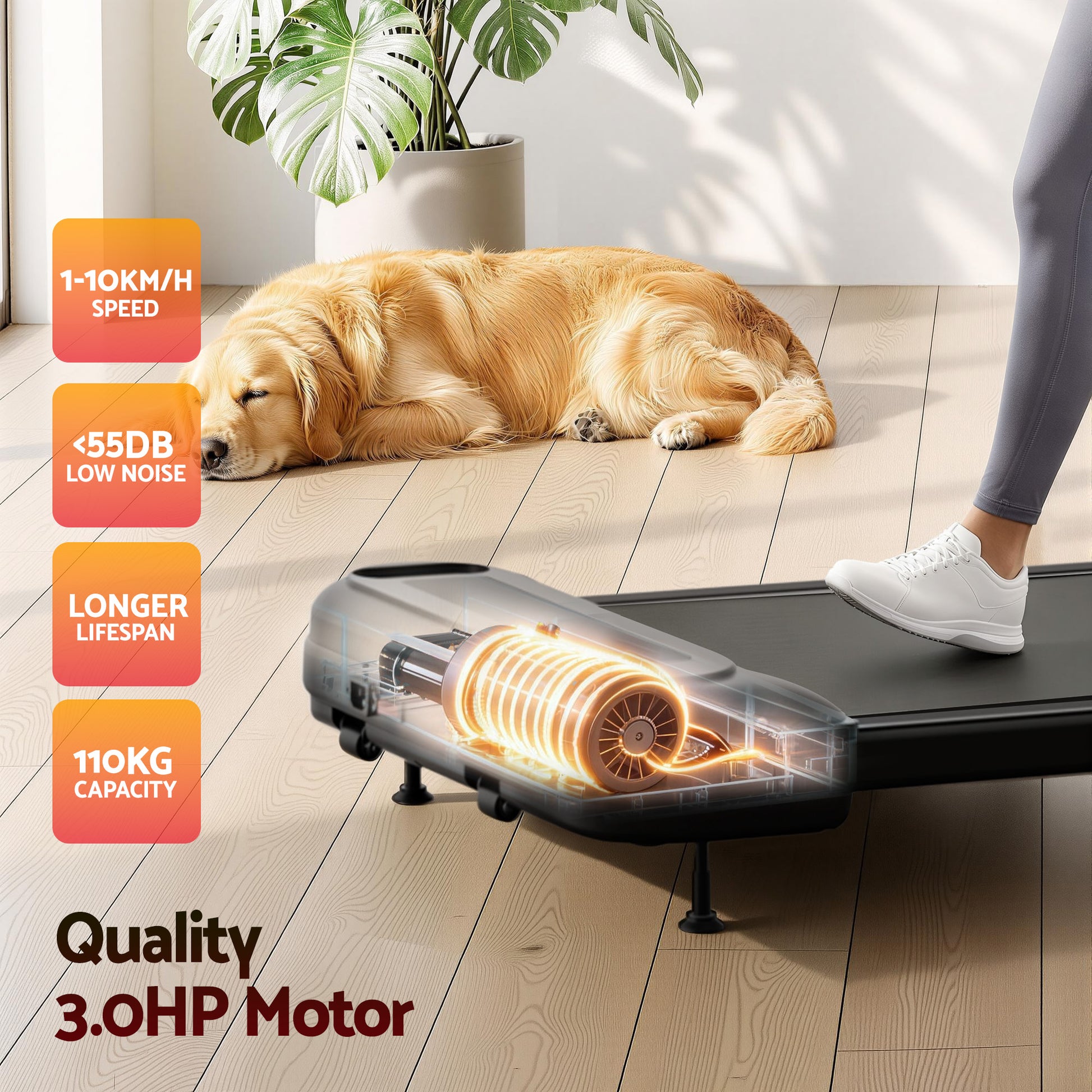 Everfit Treadmill Electric Walking Pad with Incline Under Desk Home Gym Black - Image 6