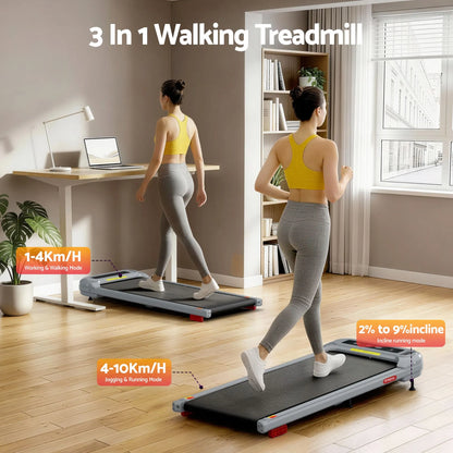 Everfit 3 in 1 Treadmill Electric Walking Pad with Incline Under Desk Home Gym Grey - Image 2