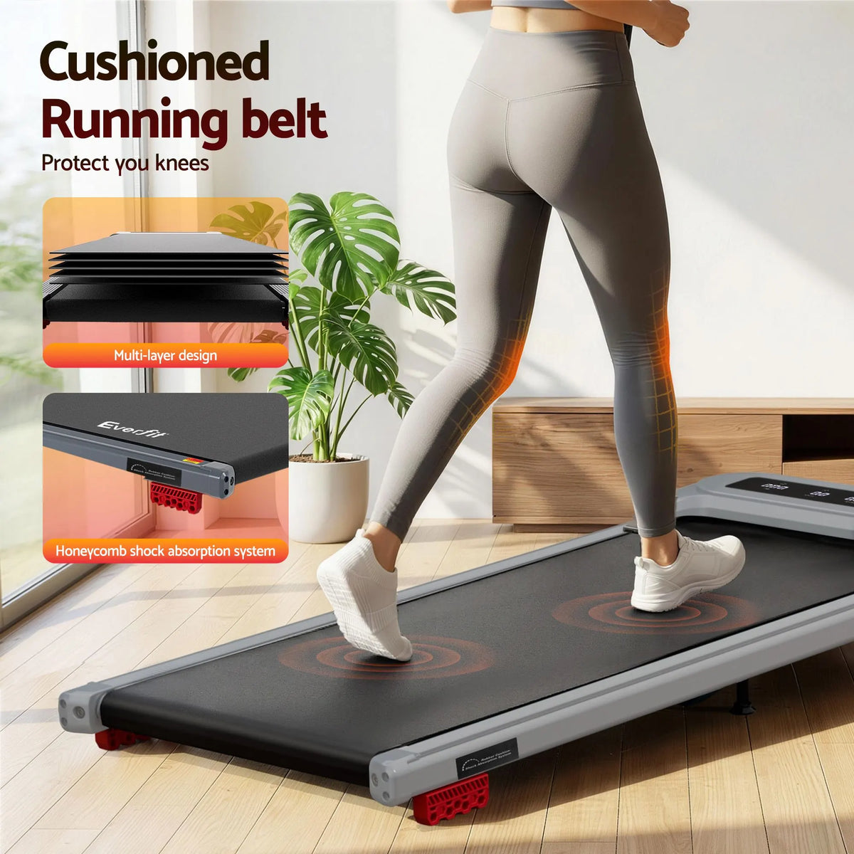 Everfit 3 in 1 Treadmill Electric Walking Pad with Incline Under Desk Home Gym Grey - Image 7