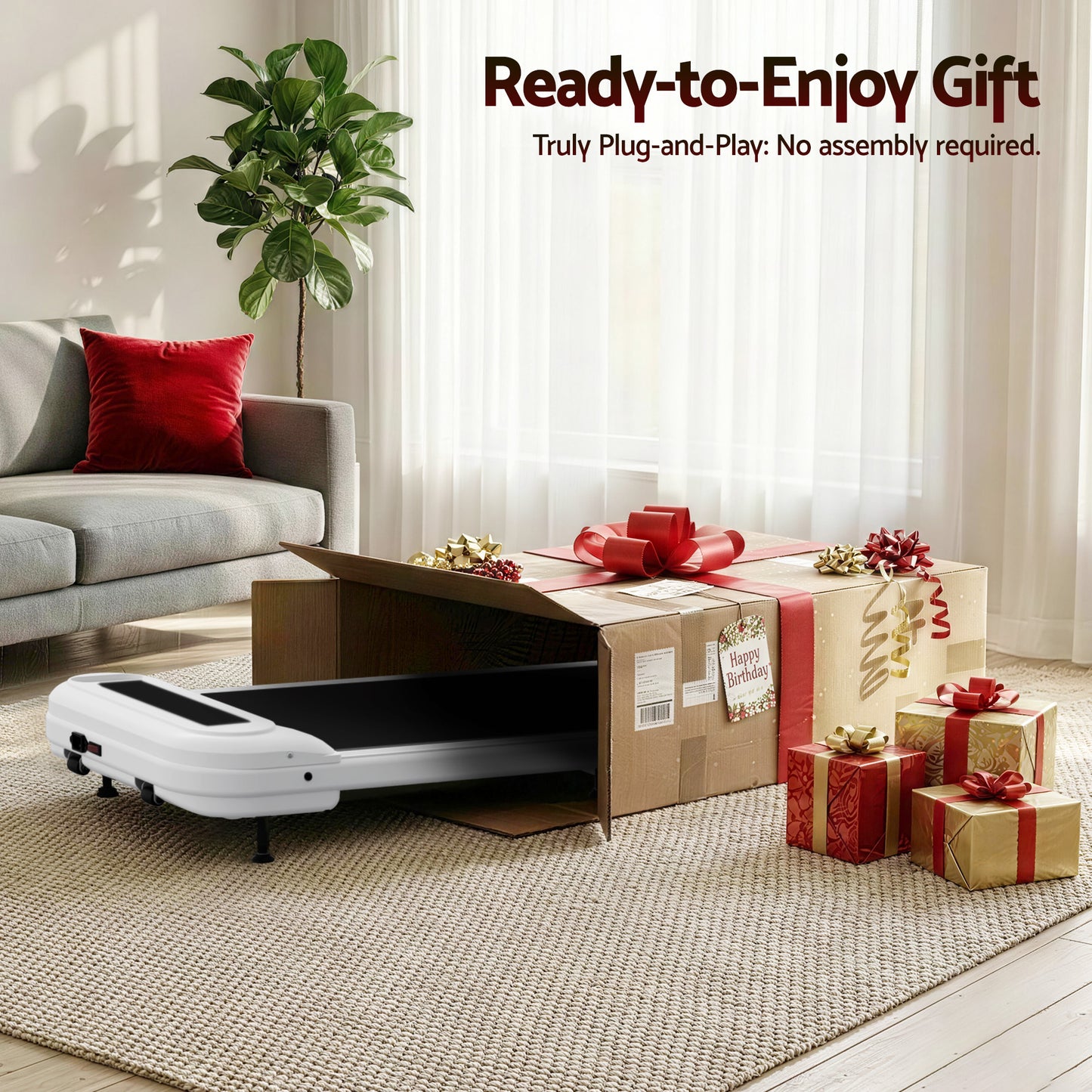 Everfit Treadmill Electric Walking Pad with Incline Under Desk Home Gym White - Image 9