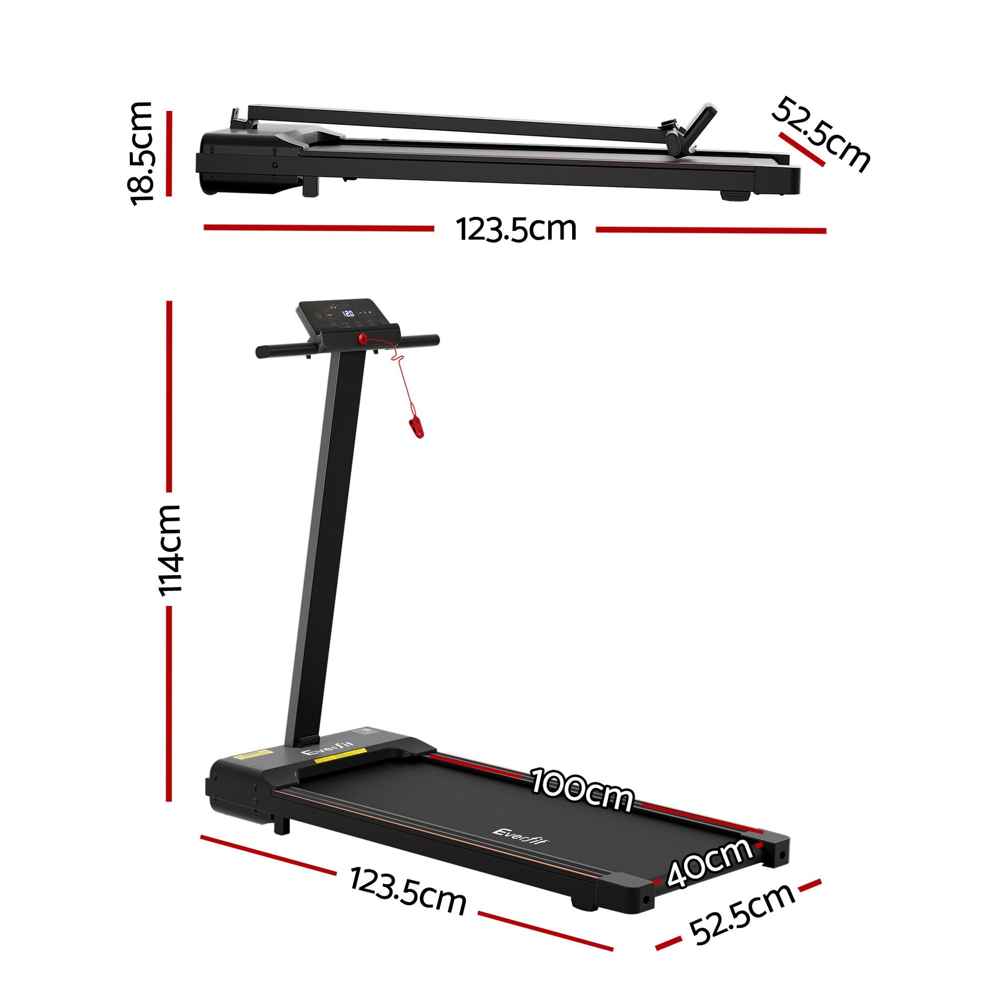 Everfit Walking Pad Treadmill 2 in 1 Foldable for Home Gym 40cm Wide Belt 12 Programs with App - Image 2