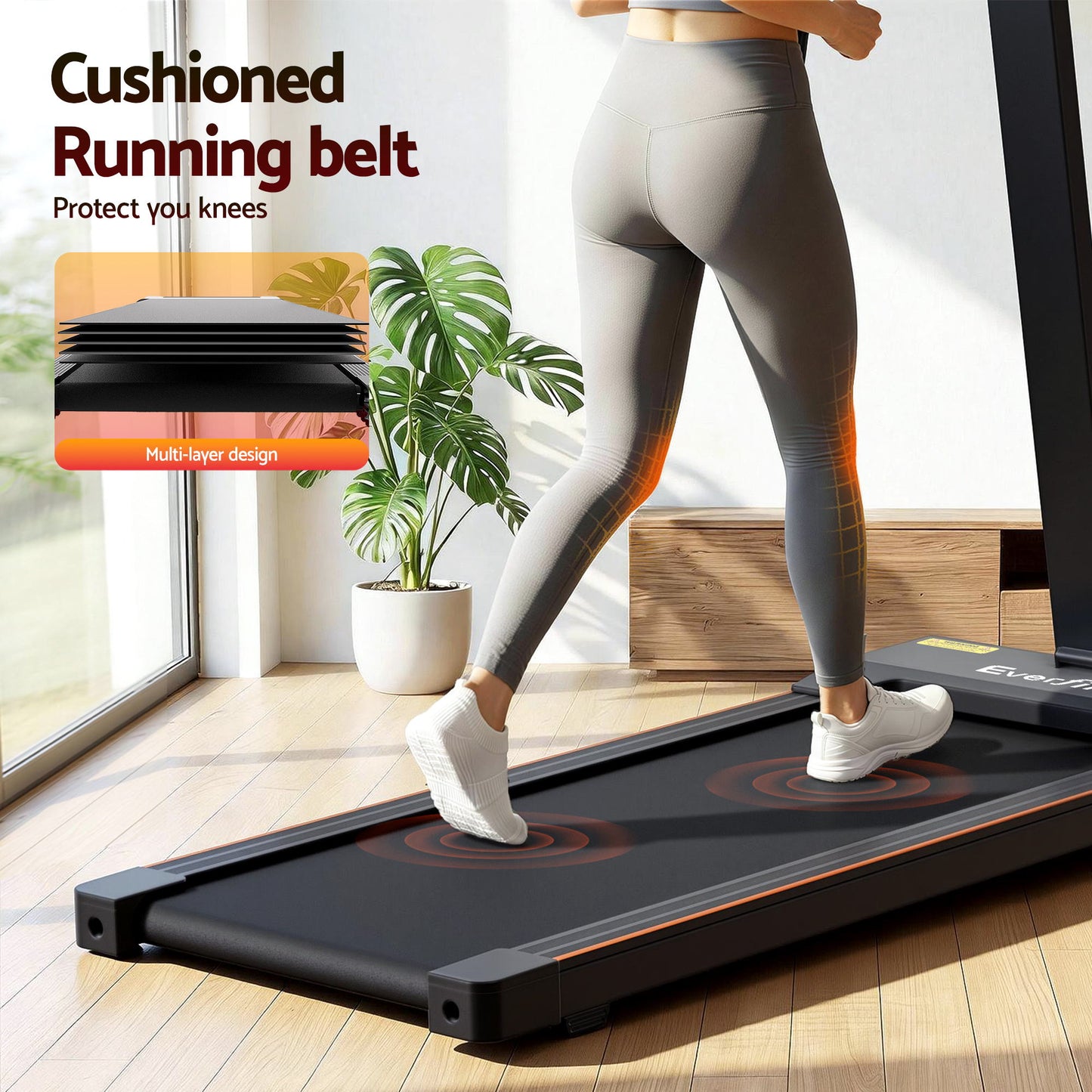 Everfit Walking Pad Treadmill 2 in 1 Foldable for Home Gym 40cm Wide Belt 12 Programs with App - Image 8