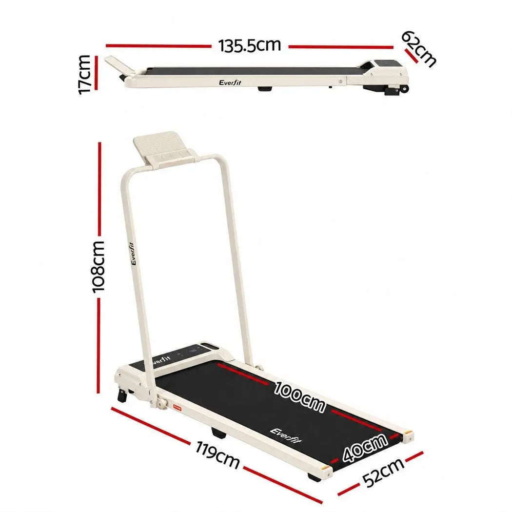 Everfit 3 in 1 Walking Pad Treadmill 12% Incline Foldable Under Desk Treadmills 40cm Belt Beige - Image 3