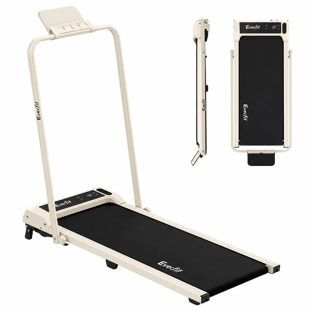 Everfit 3 in 1 Walking Pad Treadmill 12% Incline Foldable Under Desk Treadmills 40cm Belt Beige - Image 4