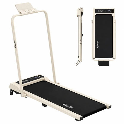 Everfit 3 in 1 Walking Pad Treadmill 12% Incline Foldable Under Desk Treadmills 40cm Belt Beige - Image 4
