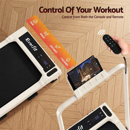Everfit 3 in 1 Walking Pad Treadmill 12% Incline Foldable Under Desk Treadmills 40cm Belt Beige - Image 8