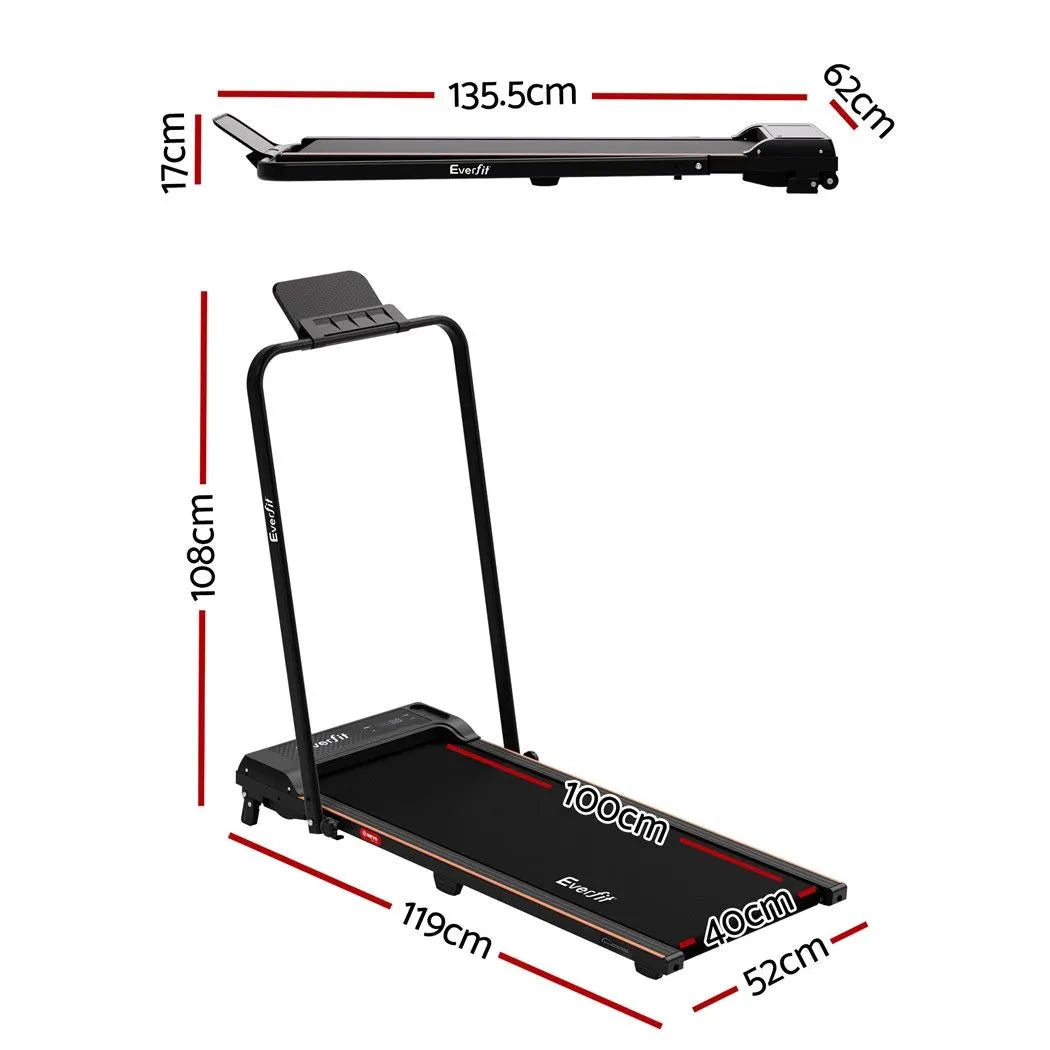 Everfit 3 in 1 Walking Pad Treadmill 12% Incline Foldable Under Desk Treadmills for Home Gym With 40cm Wide Belt Black - Image 2