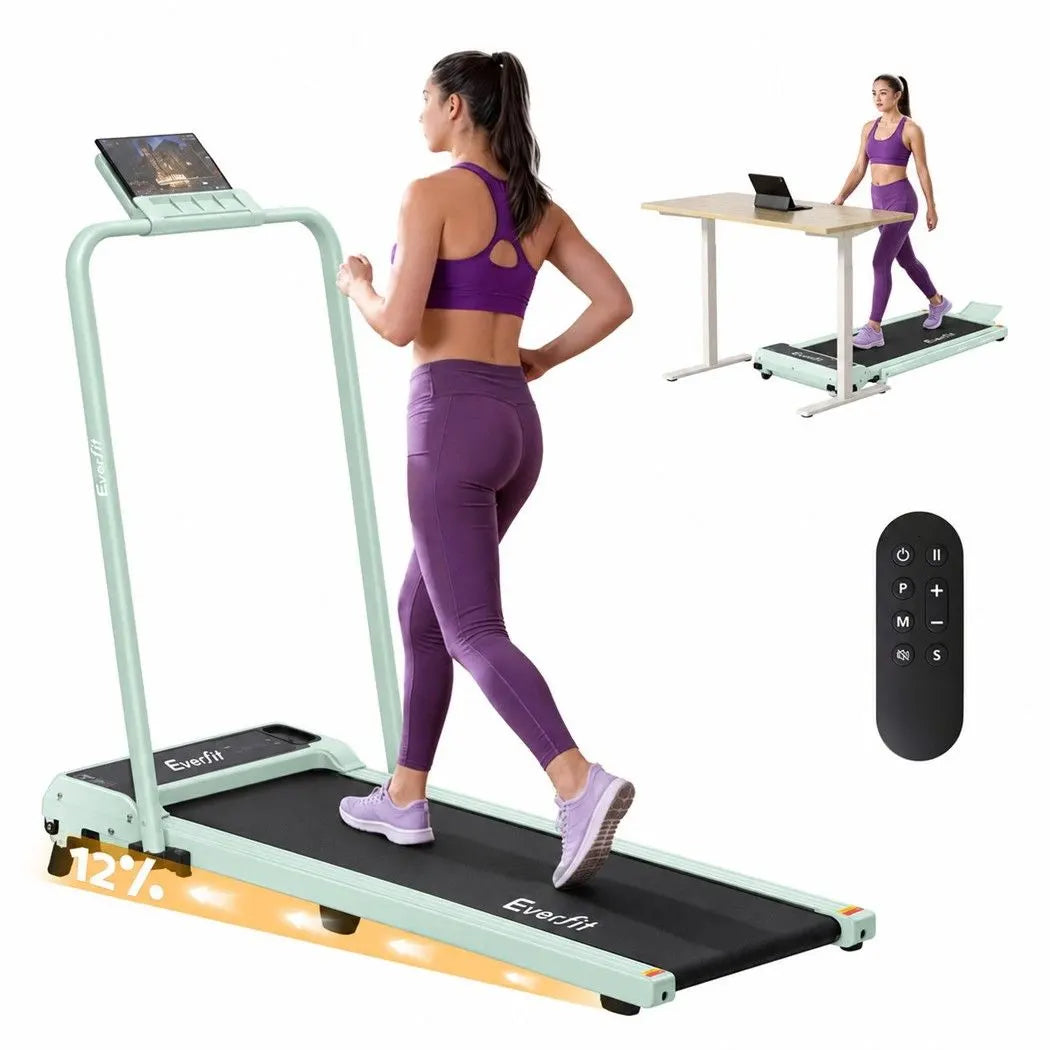 Everfit 3 in 1 Walking Pad Treadmill 12% Incline Foldable Under Desk Treadmills 40cm Belt Green - Image 2