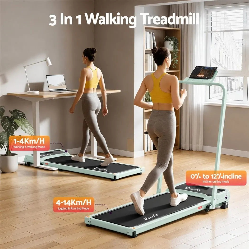 Everfit 3 in 1 Walking Pad Treadmill 12% Incline Foldable Under Desk Treadmills 40cm Belt Green - Image 5