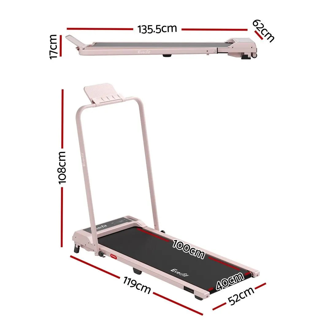 Everfit 3 in 1 Walking Pad Treadmill 12% Incline Foldable Under Desk Treadmills for Home Gym With 40cm Wide Belt Pink - Image 2
