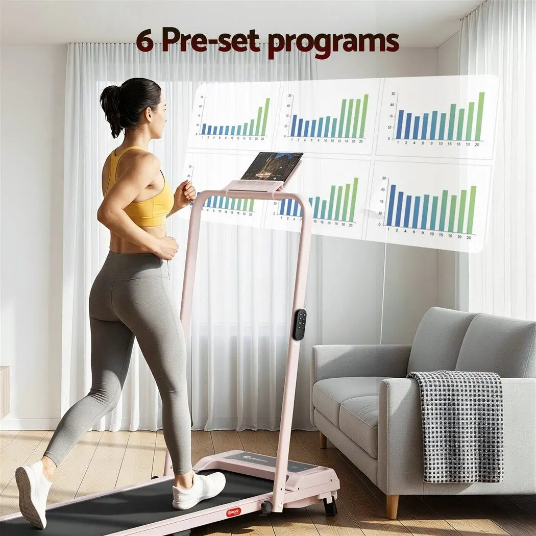 Everfit 3 in 1 Walking Pad Treadmill 12% Incline Foldable Under Desk Treadmills for Home Gym With 40cm Wide Belt Pink - Image 5