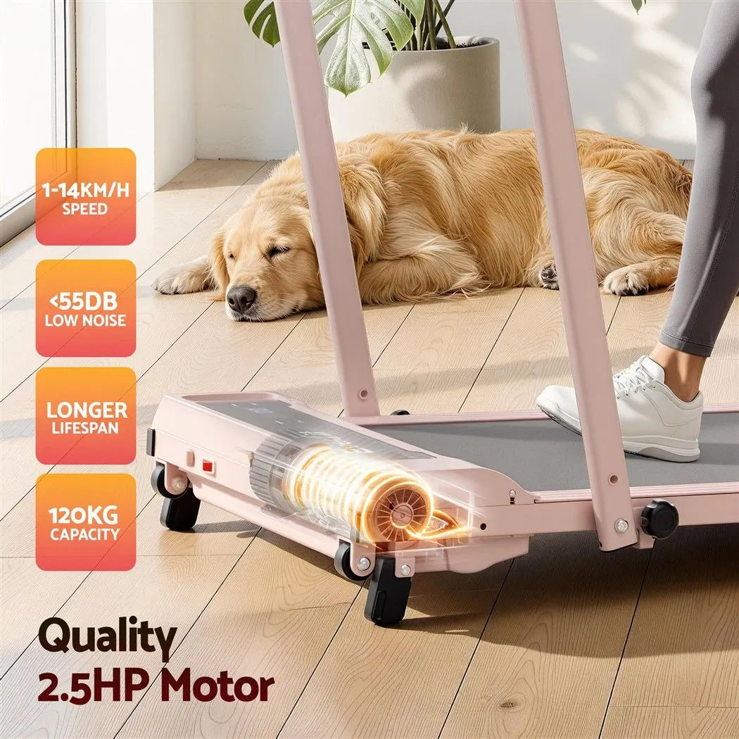 Everfit 3 in 1 Walking Pad Treadmill 12% Incline Foldable Under Desk Treadmills for Home Gym With 40cm Wide Belt Pink - Image 9