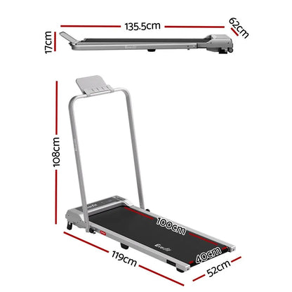 Everfit 3 in 1 Walking Pad Treadmill 12% Incline Foldable Under Desk Treadmills for Home Gym With 40cm Wide Belt Silver - Image 2