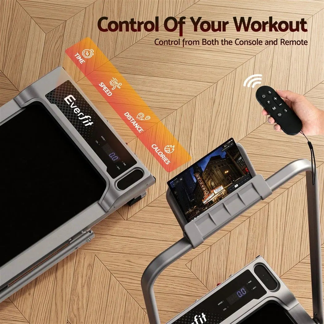 Everfit 3 in 1 Walking Pad Treadmill 12% Incline Foldable Under Desk Treadmills for Home Gym With 40cm Wide Belt Silver - Image 7